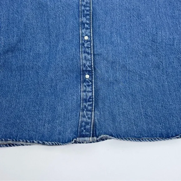 Levis Men's Blue Denim Pearl Snap Western Shirt/ Shacket PC9-A3373-0004 Size L - Picture 10 of 15